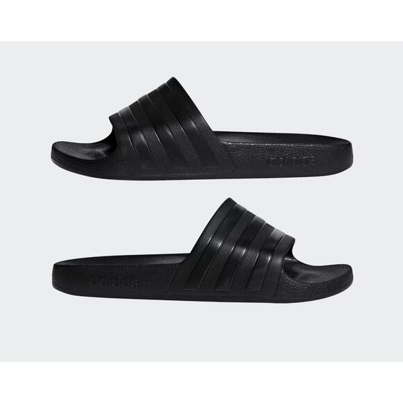 ADIDAS Adilette Cloudfoam Aqua Slides Mens 12 Triple Core Black (F35550) Shower - Picture 1 of 10
